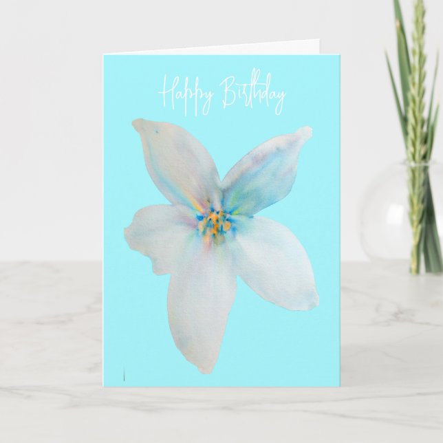 Weiße pastellfarbene Blume Aquarell Karte (Vorderseite)