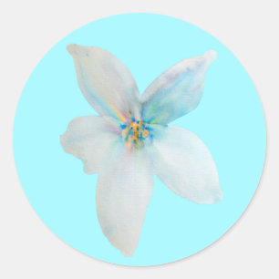 Weiße pastellfarbene Blume Aquarell Runder Aufkleber