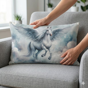 Weiße Pegasus Flügel Sanfte Blaue Himmel Traumland Lendenkissen