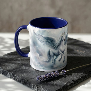 Weiße Pegasus Flügel Sanfte Blaue Himmel Traumland Tasse