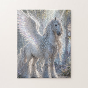 Weiße Pegasus-Waldkathedrale-Puzzle
