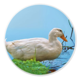 Weiße Pekin Ente Keramikknauf