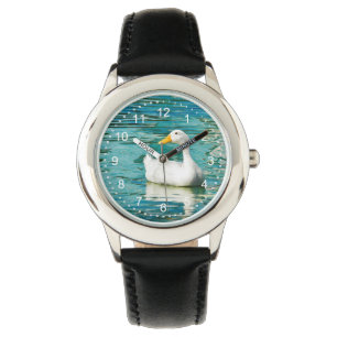 Weiße Pekin Ente - Natur-Foto in den Reflexionen Armbanduhr