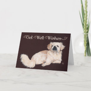 Weiße Pekingese-Grußkarte zur Genesung Karte