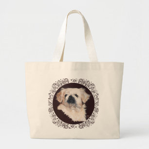 Weiße Pekingese-Hund-Tasche Jumbo Stoffbeutel
