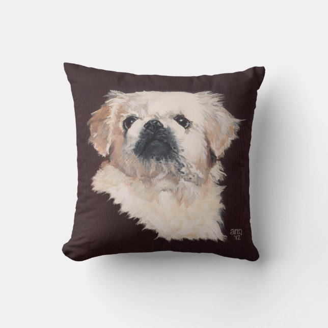 Weiße Pekingese Hundskissen Kissen (Vorderseite)
