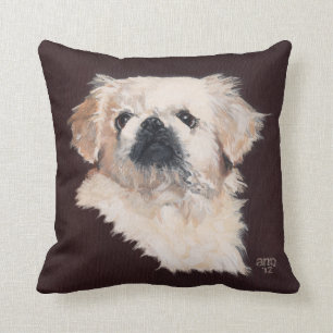 Weiße Pekingese Hundskissen Kissen