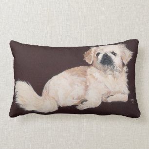 Weiße Pekingese Hundskissen Lendenkissen
