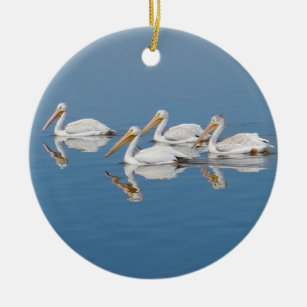 Weiße Pelikane auf Barr See Keramikornament