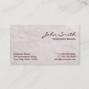 Weiße Pelz-Investmentbanker-Visitenkarte Visitenkarte