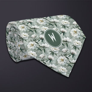 Weiße Peonys Floral Krawatte