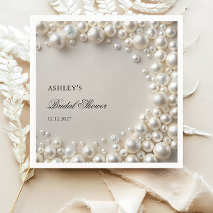 Weiße Perlen Elegantes Brautparty Serviette