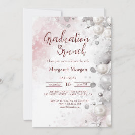 Weiße Perlen Modernes Pink Bridal Brunch Einladung