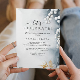 Weiße Perlen und blumenreiche Engagement Einladung