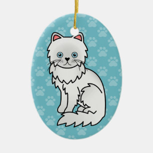 Weiße Perserkatze mit blauen Augen, Cartoon-Zeichn Keramik Ornament