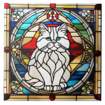 Weiße persische Katze aus festem Glas