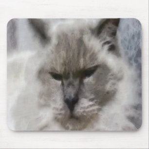 Weiße persische Katze in Wasserfarbe Mousepad