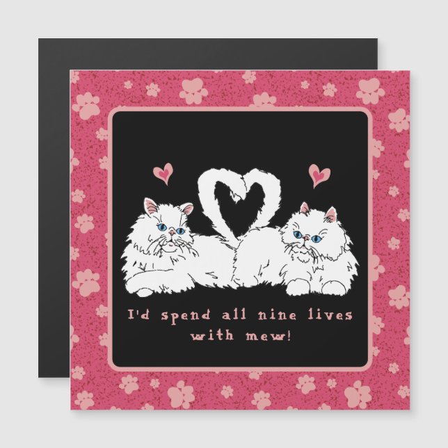 Weiße persische Katzen mit Herz Magnetkarte (Vorne/Hinten)