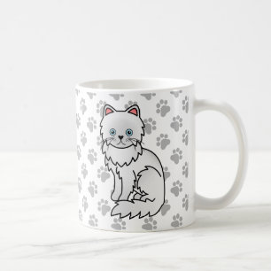 Weiße persische süße Cartoon-Katze Illustration Kaffeetasse