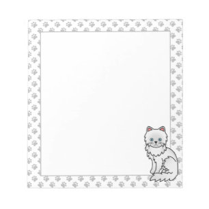 Weiße persische süße Cartoon-Katze Illustration Notizblock