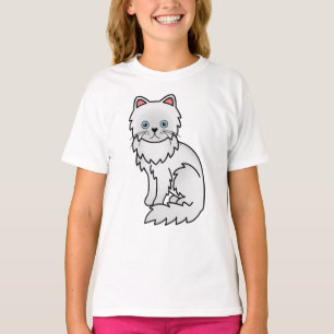 Weiße persische süße Cartoon-Katze Illustration T-Shirt