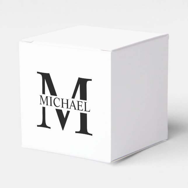 Weiße Personalisierte Monogramm und Name Geschenkschachtel (Vorderseite)