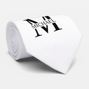 Weiße Personalisierte Monogramm und Name Krawatte