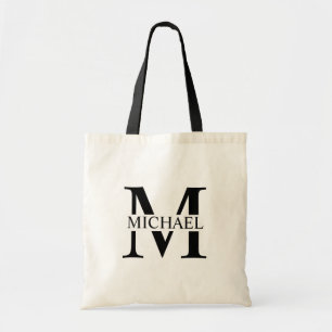 Weiße Personalisierte Monogramm und Name Tragetasche