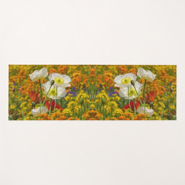 Weiße Pfeffer, die um die farbenfrohen Blume wachs Yogamatte (Vorderseite (Horizontal))