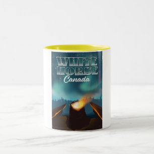 Weiße Pferd Kanada Reiseplakat Zweifarbige Tasse