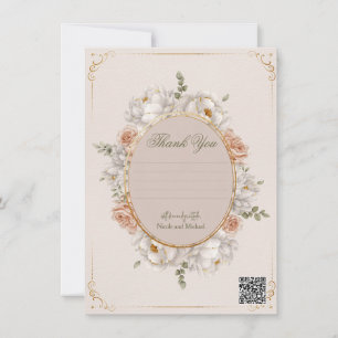 Weiße Pfingstrose und rosafarbene Rose Florale Hoc Einladung