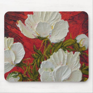 Weiße Pfingstrosen Mousepad