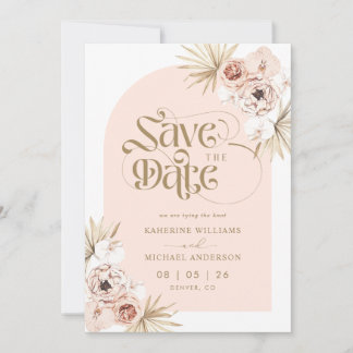 Weiße Pfirsich-Rosa-Blumen Hochzeitsankündigung "S Save The Date