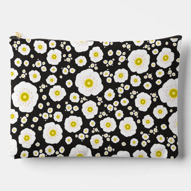 Weiße Pflaumen Großer Zipper Pouch Zubehörtasche (Vorderseite)