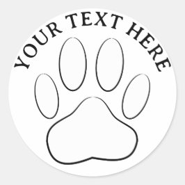 Weiße Pfotenabdruck-Custom-Text-Hundekunst Runder Aufkleber