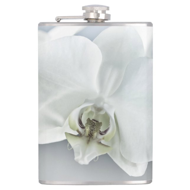 Weiße Phaleonopsis Orchid Flachmann (Vorderseite)