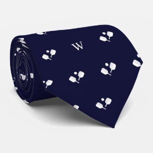 Weiße Pickleball-Schläger Monogramm Initial Blau Krawatte