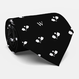 Weiße Pickleball-Schläger Monogramm Initial Schwar Krawatte