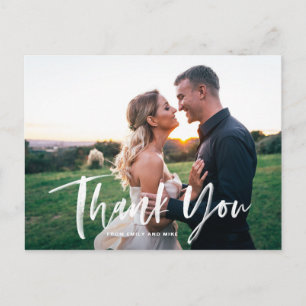 Weiße Pinsel-Lettering-Overlay-Hochzeit-Dankeschön Postkarte