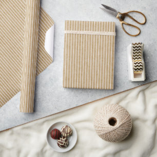 Weiße Pinstreifen Faux Rustikales Braunes Kraftpap Geschenkpapier