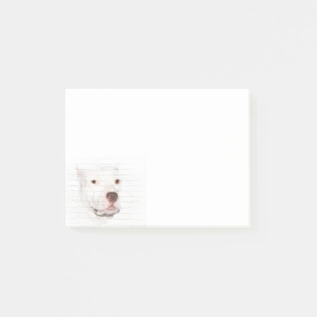 Weiße Pitbulle-Terrafackel Post-it Klebezettel (Vorderseite)