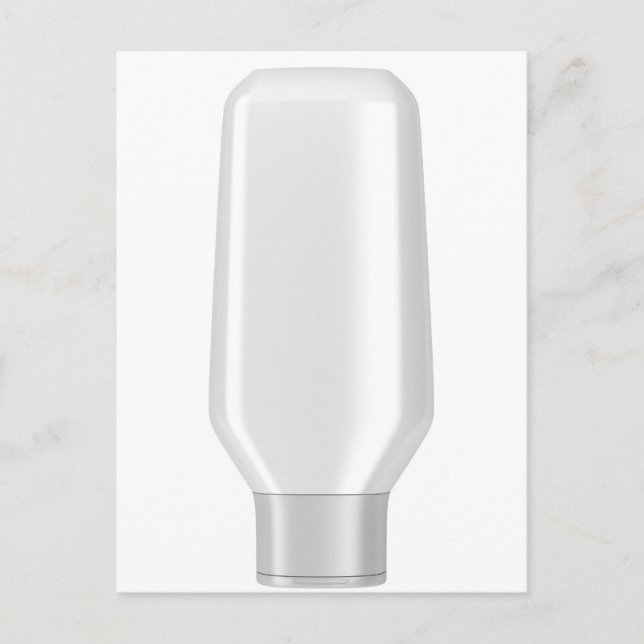 Weiße Plastikflasche für Shampoo Postkarte (Vorderseite)