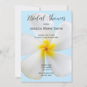 Weiße Plumeria auf Blau, Blumen, Brautparty Einladung