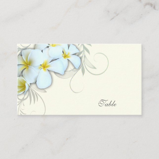 Weiße Plumeria Blank Escortkarten Platzkarte (Vorderseite)
