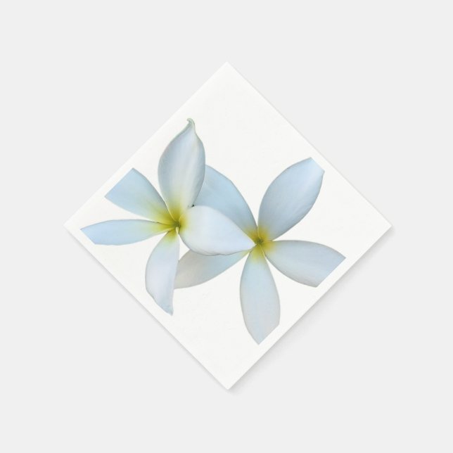 Weiße Plumeria Blooms Serviette (Ecke)