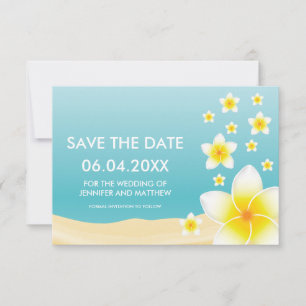 Weiße Plumeria-Tropische-Hochzeit-Save The Date-Ka Save The Date