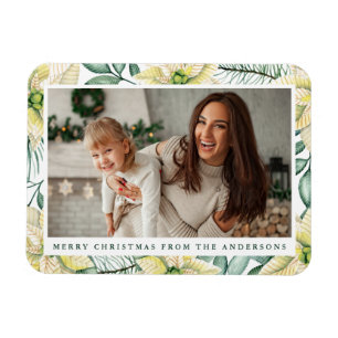 Weiße Poinsettia Blume Foto Magnet