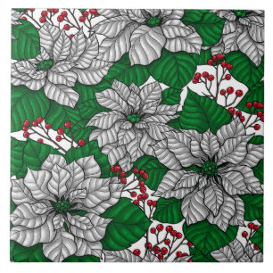 Weiße Poinsettie, Weihnachtsmuster Fliese