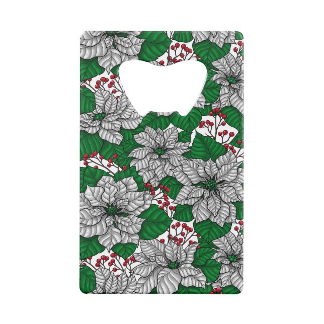 Weiße Poinsettie, Weihnachtsmuster Geldbeutel Flaschenöffner (Vorderseite)
