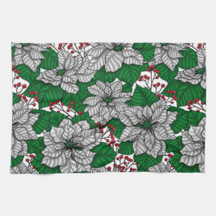 Weiße Poinsettie, Weihnachtsmuster Geschirrtuch